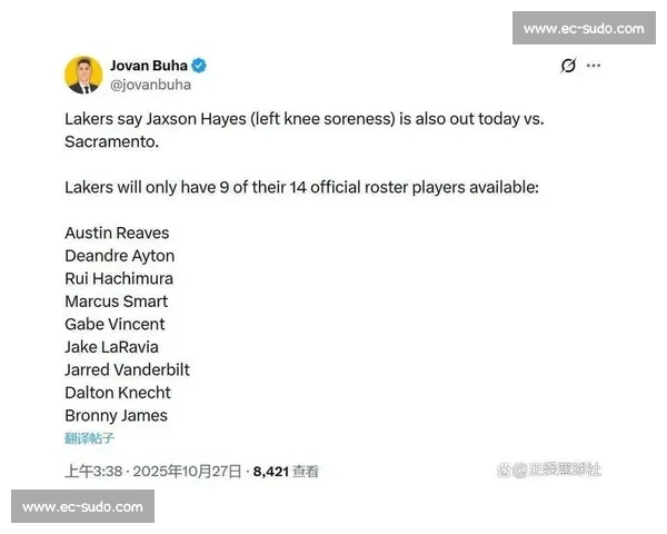 湖人噩耗三连！东契奇伤缺一周 仅 9 人可战